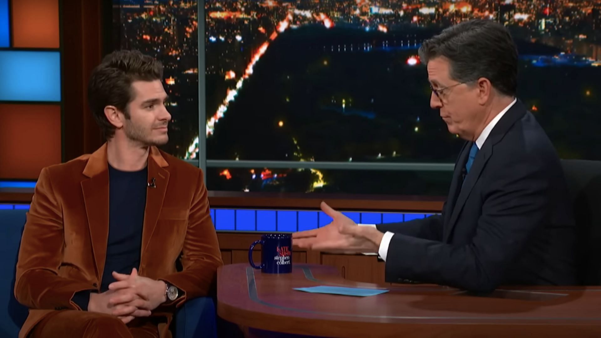 Andrew Garfield discusses grief (Image via YouTube/The Late Show with Stephen Colbert)
